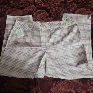 Real Clothes 100% Silk Pink Purple Plaid Capris Women's 16